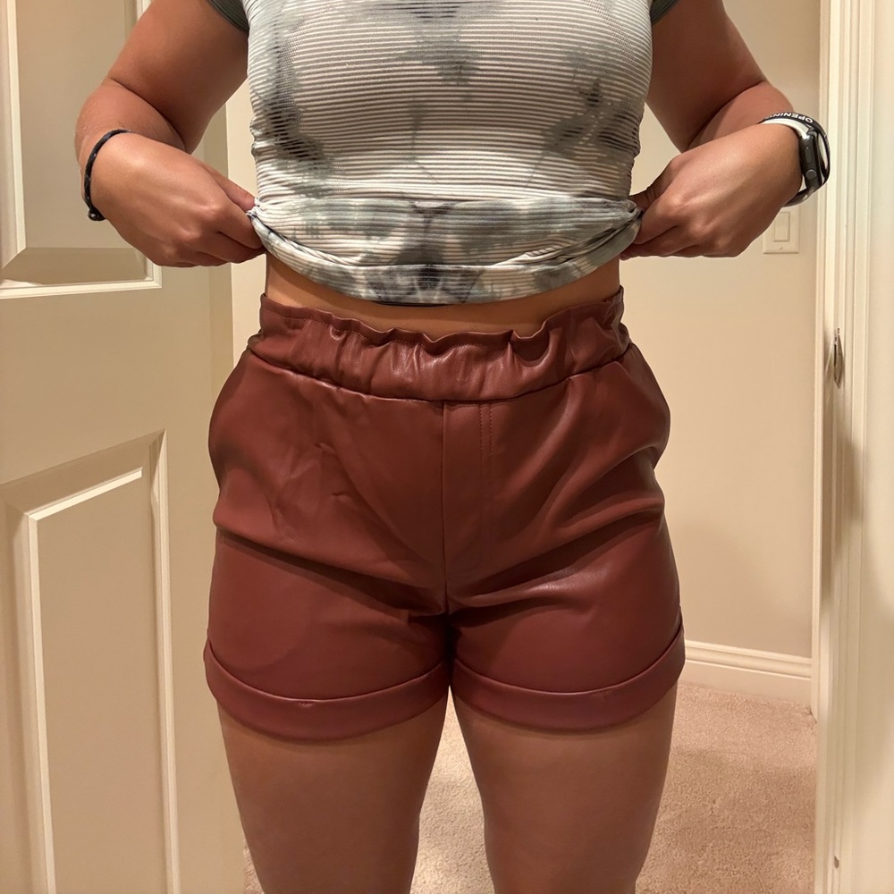 Forever 21 Brown Faux Leather Shorts
